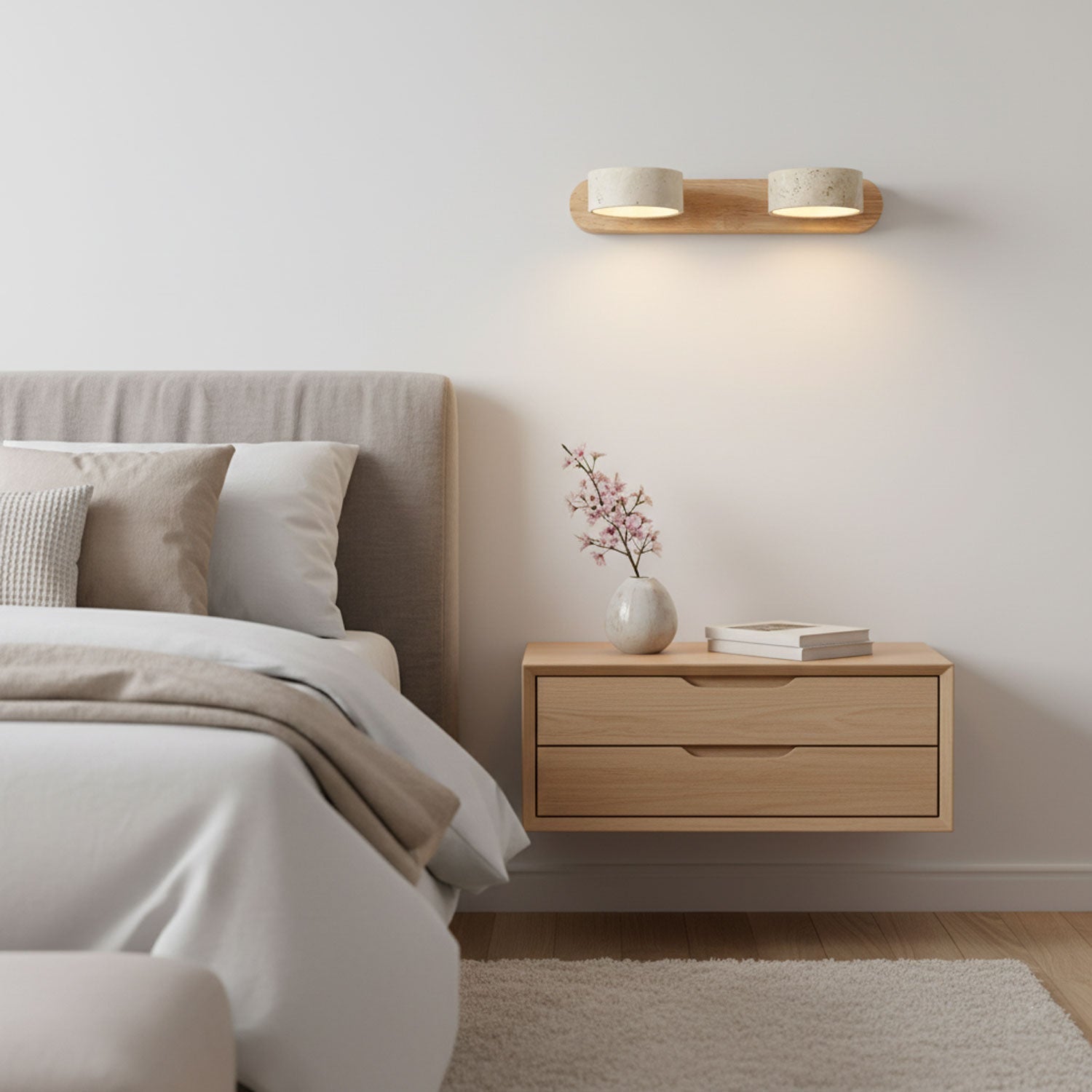 Modern Travertine Round LED Wall Sconce 1-Light
