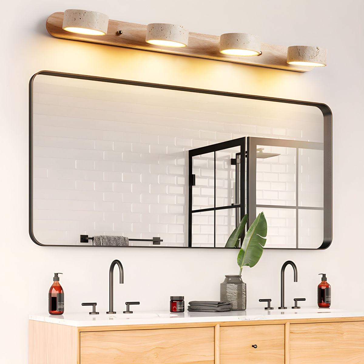 Modern Travertine Round LED Wall Sconce 1-Light