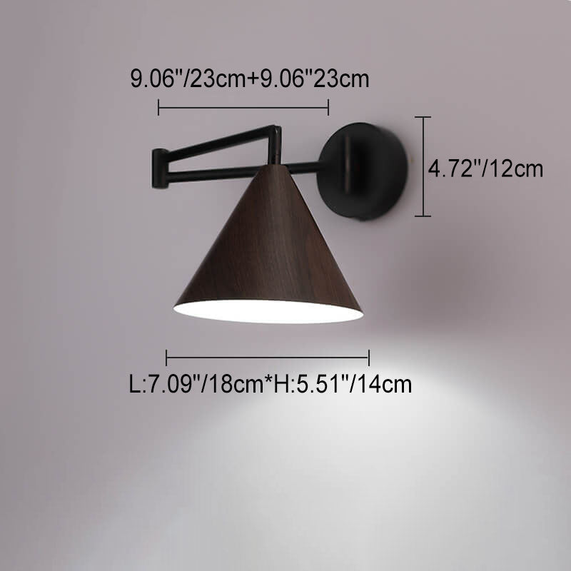 Nordic Wood Cone 1-Light Swing Arm Wall Sconce