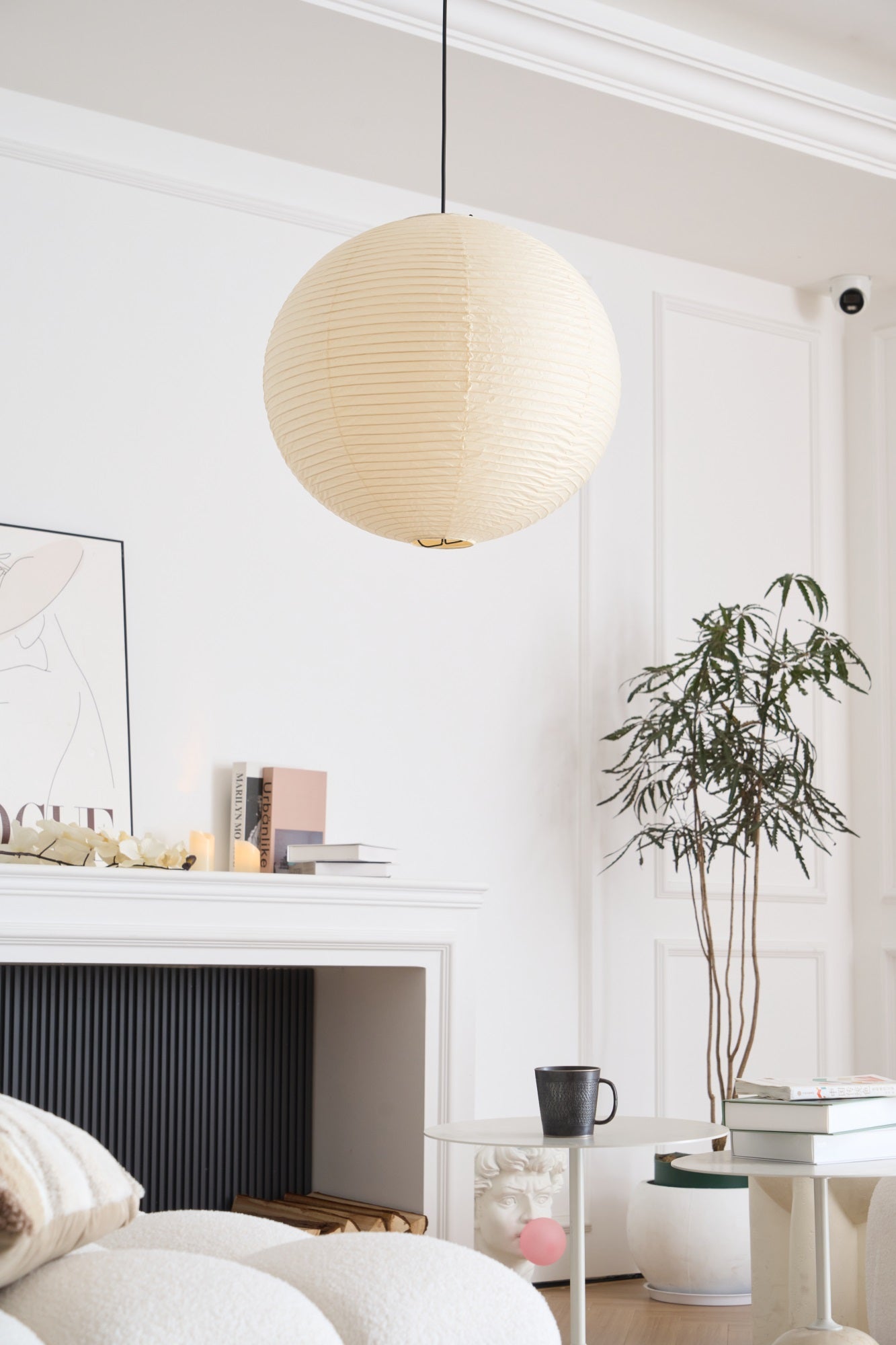 Japanese Washi Paper Globe Pendant Light 1-Light