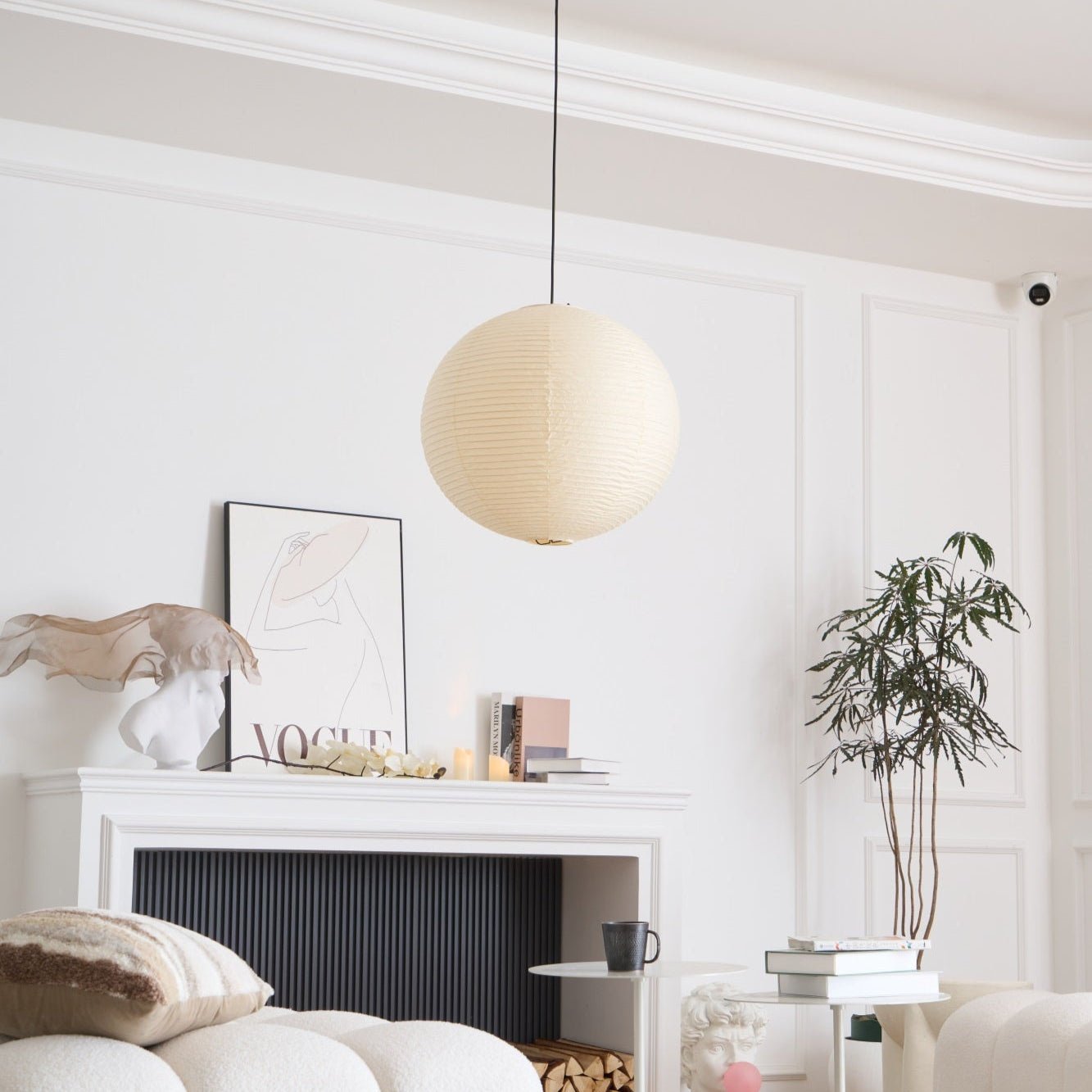 Japanese Washi Paper Globe Pendant Light 1-Light