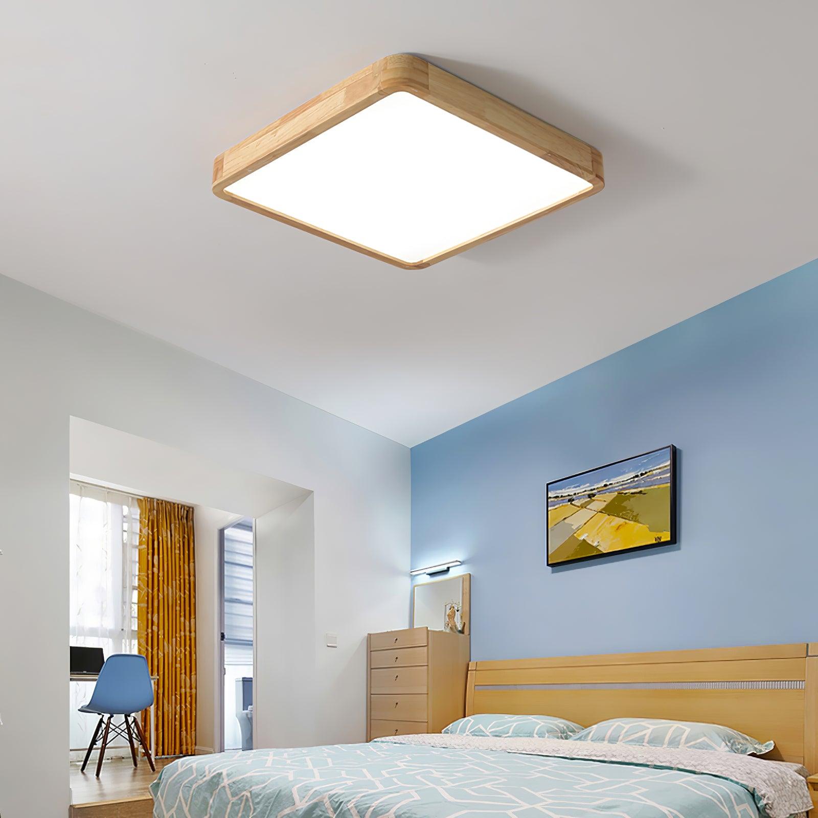 Modern Nordic Round Wooden LED Flush Mount Ceiling 1-Light