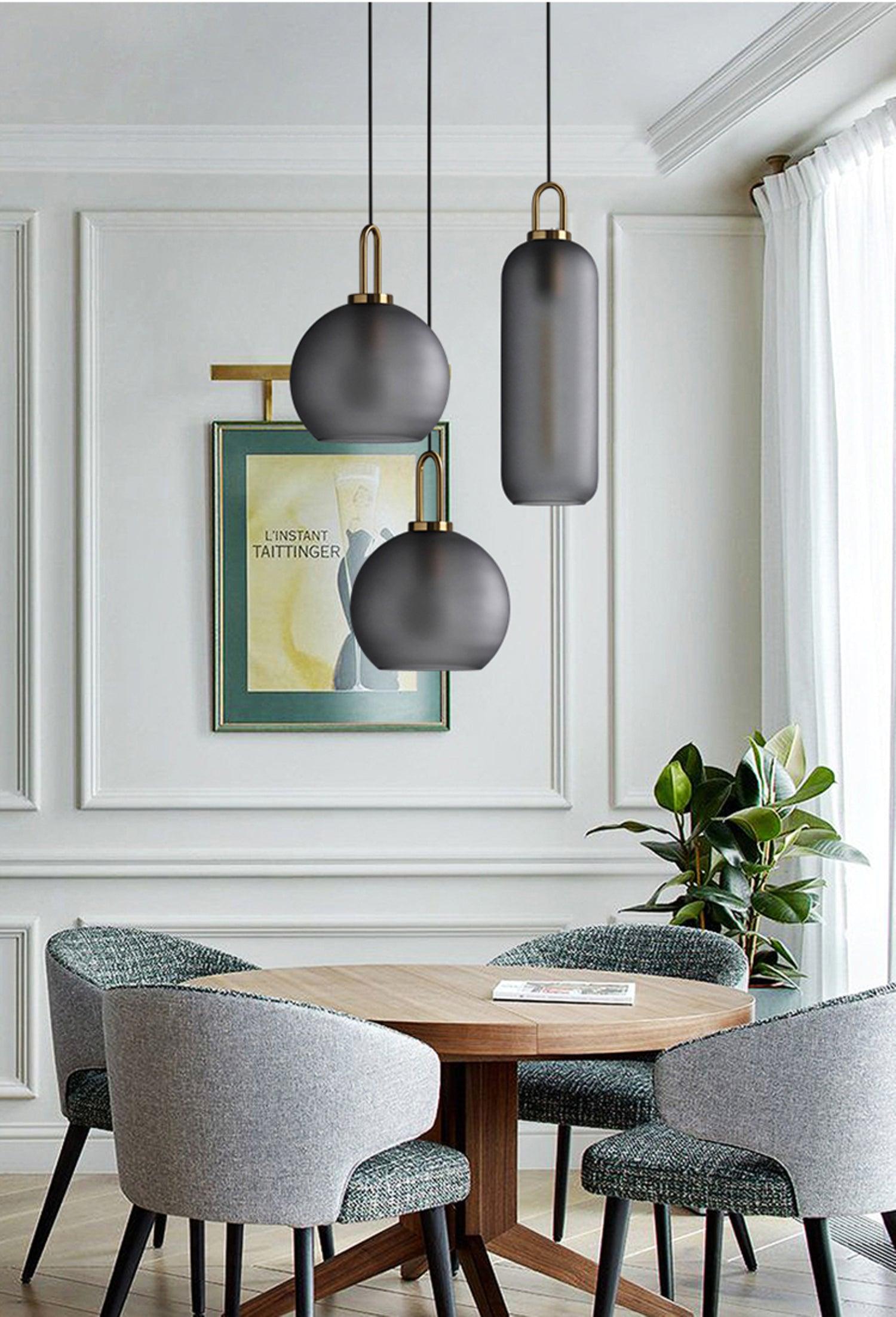 Modern Cylinder Glass Brass Pendant Light 1-Light