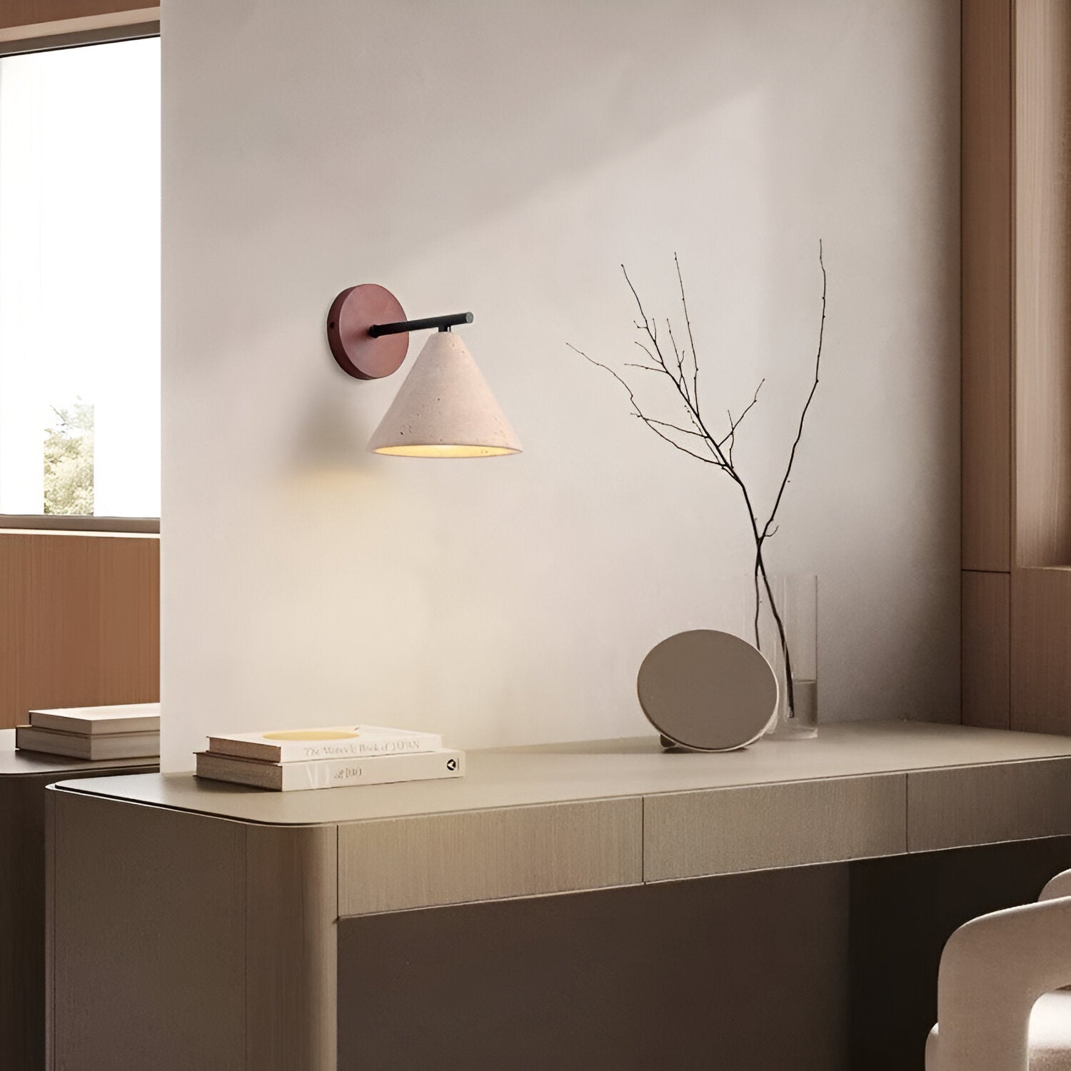 Modern Travertine Cone Wall Sconce LED 1-Light