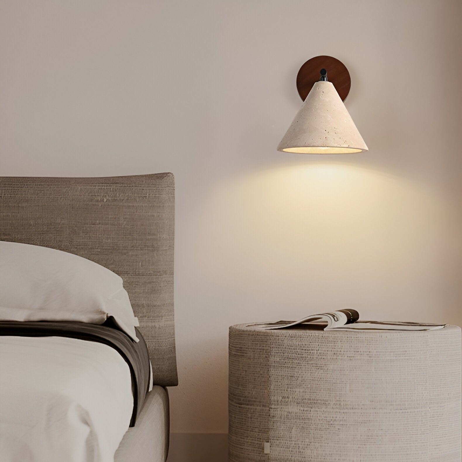 Modern Travertine Cone Wall Sconce LED 1-Light