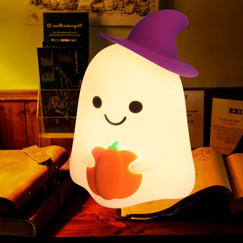 Lámpara nocturna LED de fantasma de Halloween de silicona suave con toque
