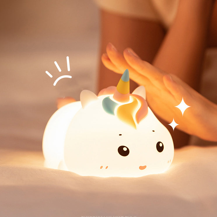 Eenhoorn Liggende Nachtlamp LED Squishy Siliconen Tap Lamp Beste Cadeau voor Baby & Meisje