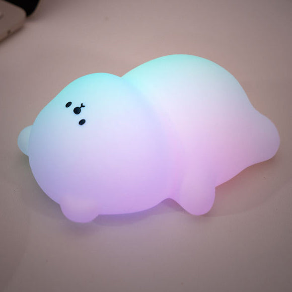 Dikke Beer Nachtlamp 8 kleuren LED Squishy Siliconen Tap Lamp Beste Cadeau voor Baby & Meisje