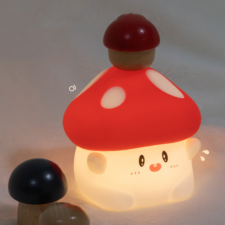 Lampada Notturna LED Funghetto Adorabile Morbido in Silicone - Regalo Perfetto per Bambini e Ragazze