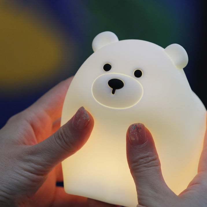 Squishy Siliconen Kleine Witte Beer LED Nachtlamp - Perfect Cadeau voor Kinderen & Meisjes