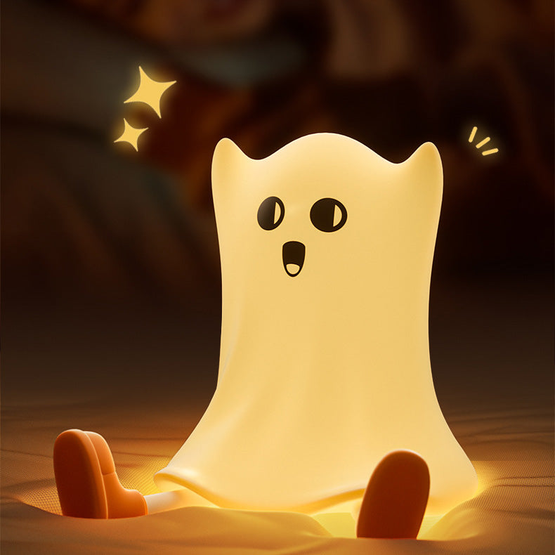 Lámpara nocturna LED de fantasma de Halloween de silicona suave con toque