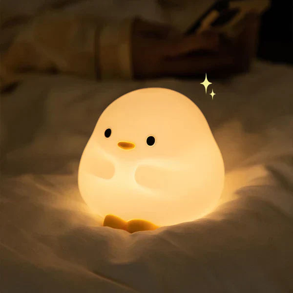 Lampada notturna LED anatra fiore kawaii in silicone morbido - Regalo ricaricabile USB lampada anatra