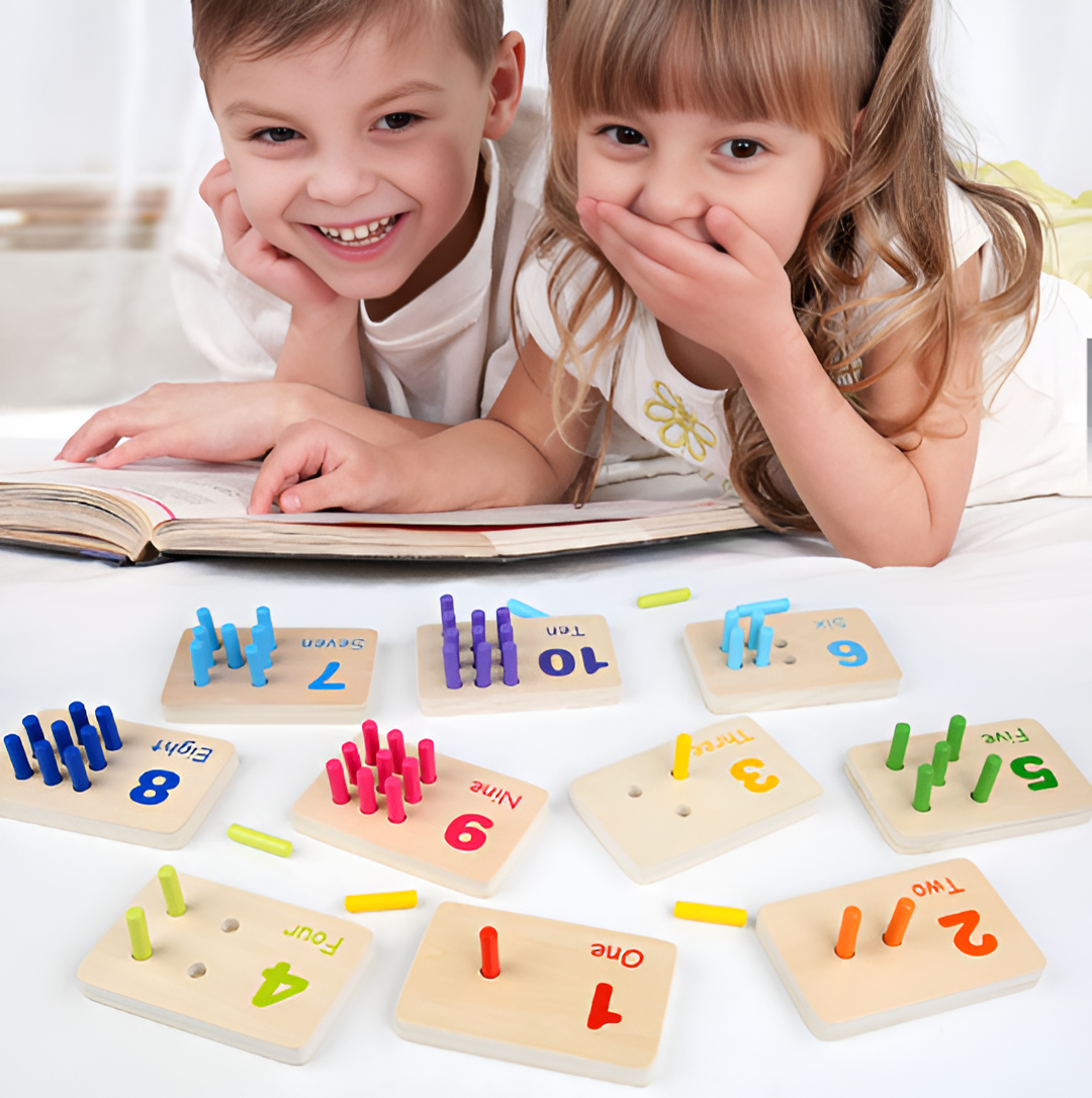 Juego de Tableros de Clavijas para Contar de Madera Montessori