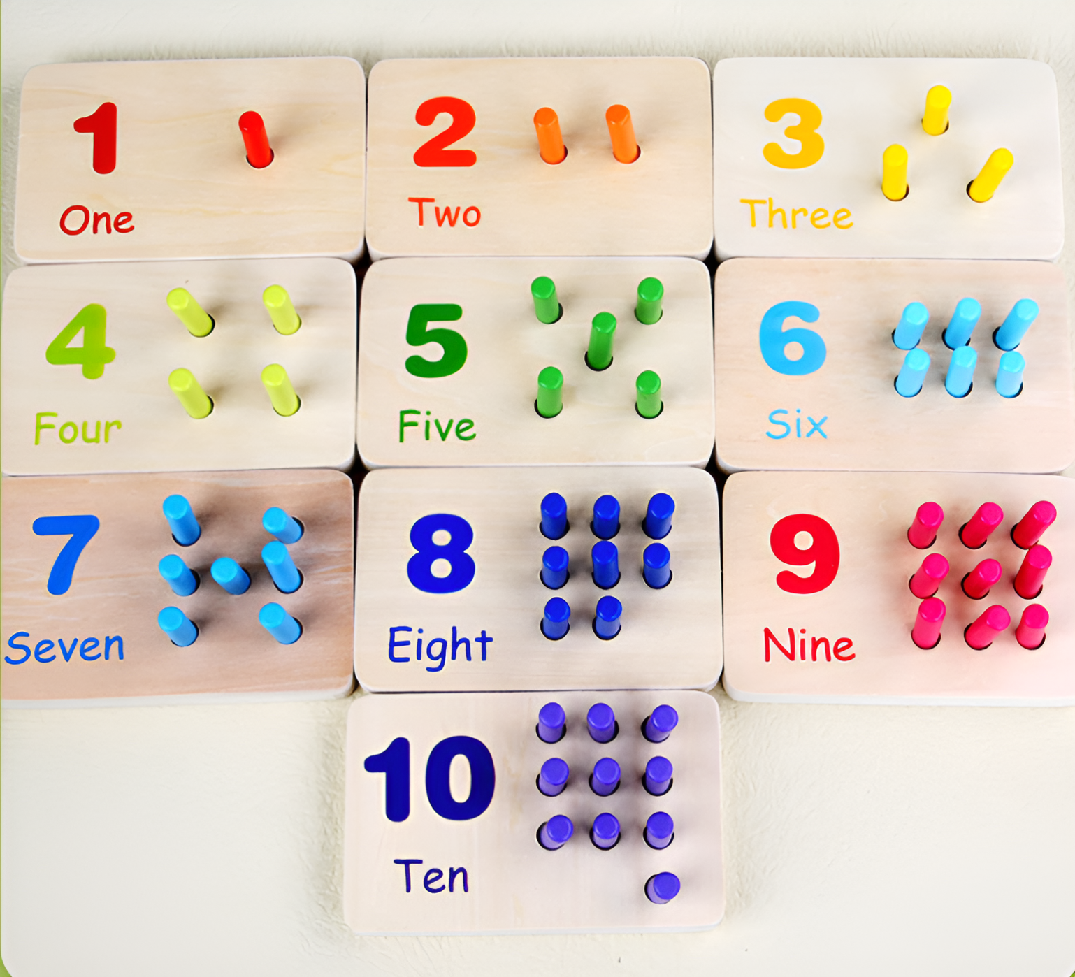 Juego de Tableros de Clavijas para Contar de Madera Montessori