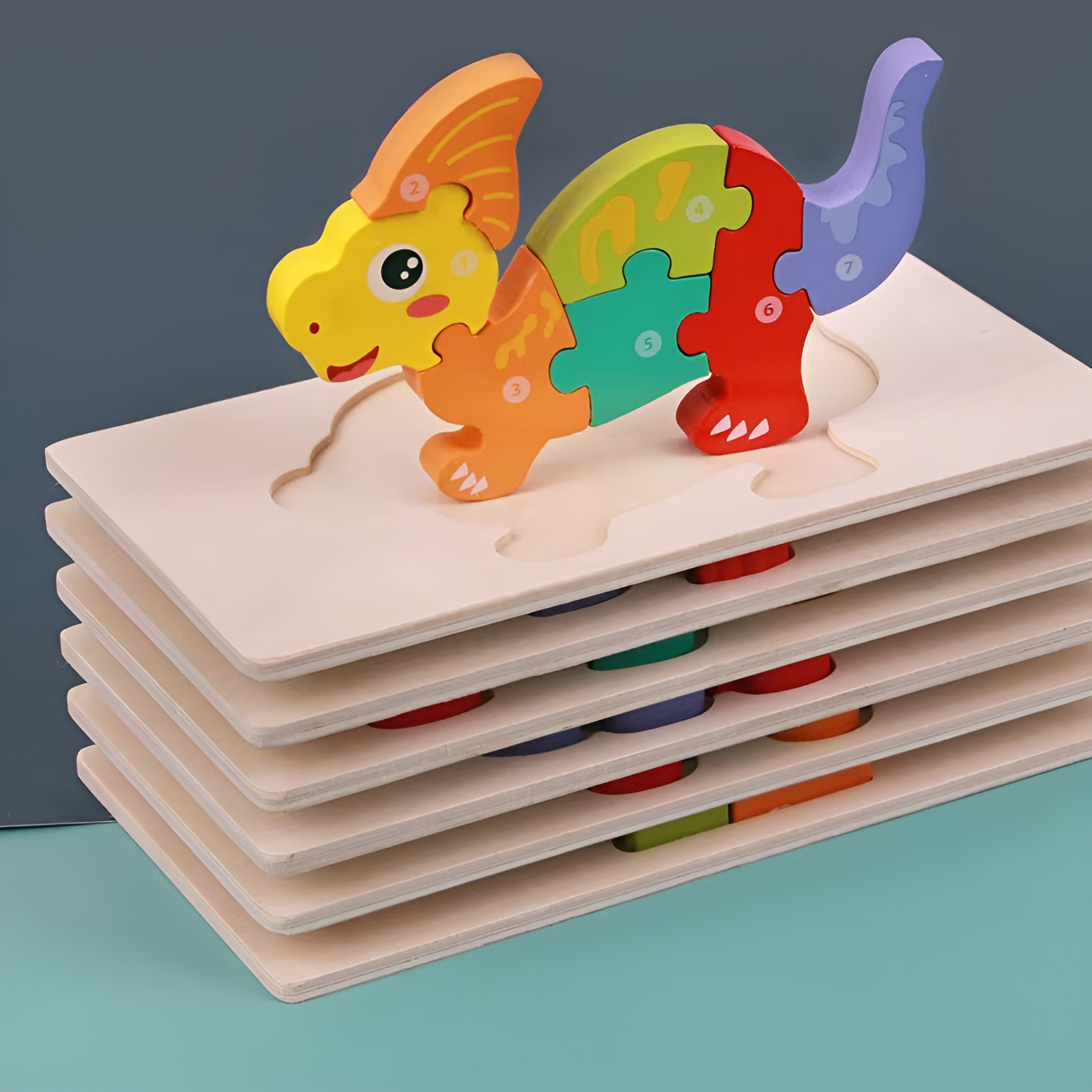 Puzzle 3D di dinosauro in legno Montessori