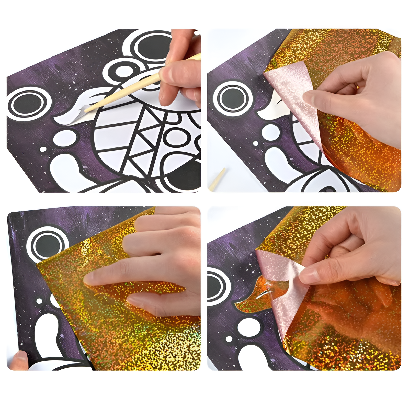 Kit de arte de calco con papel de aluminio colorido DIY