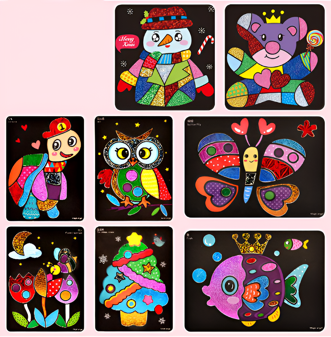 Kit de arte de calco con papel de aluminio colorido DIY