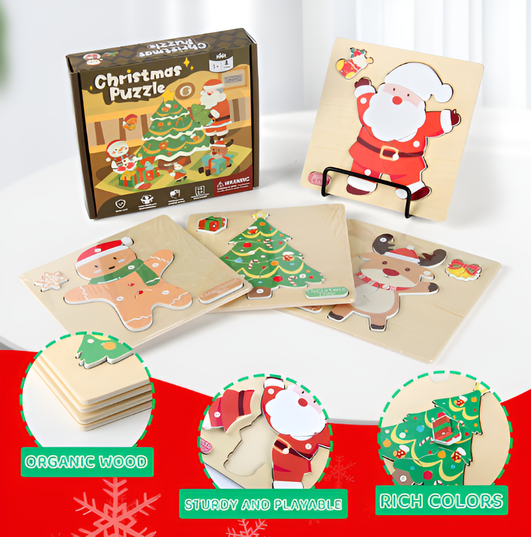 Rompecabezas Navideños de Madera Montessori