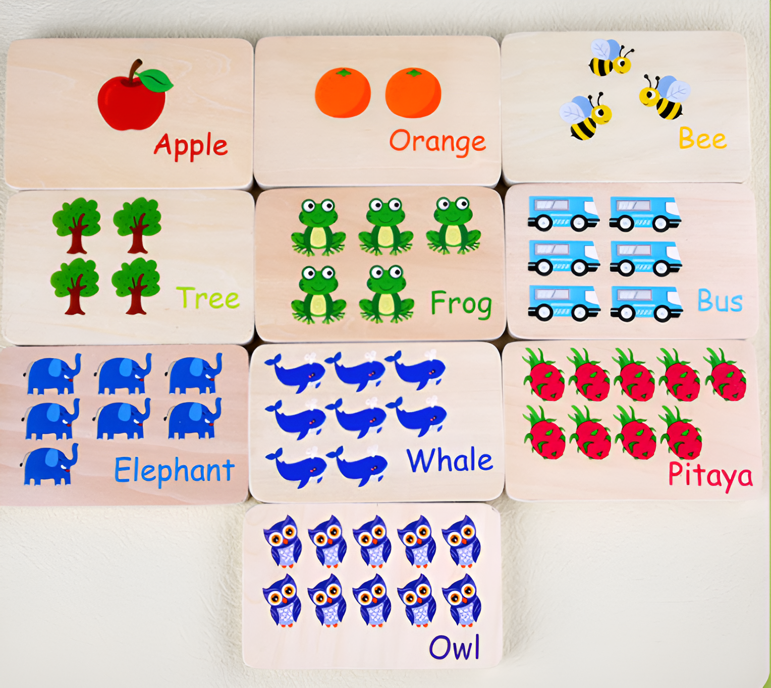 Juego de Tableros de Clavijas para Contar de Madera Montessori