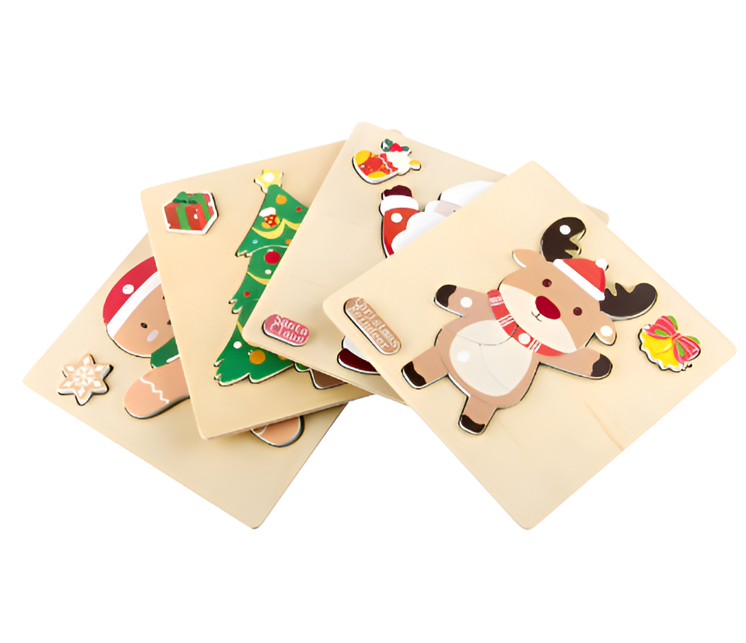 Rompecabezas Navideños de Madera Montessori