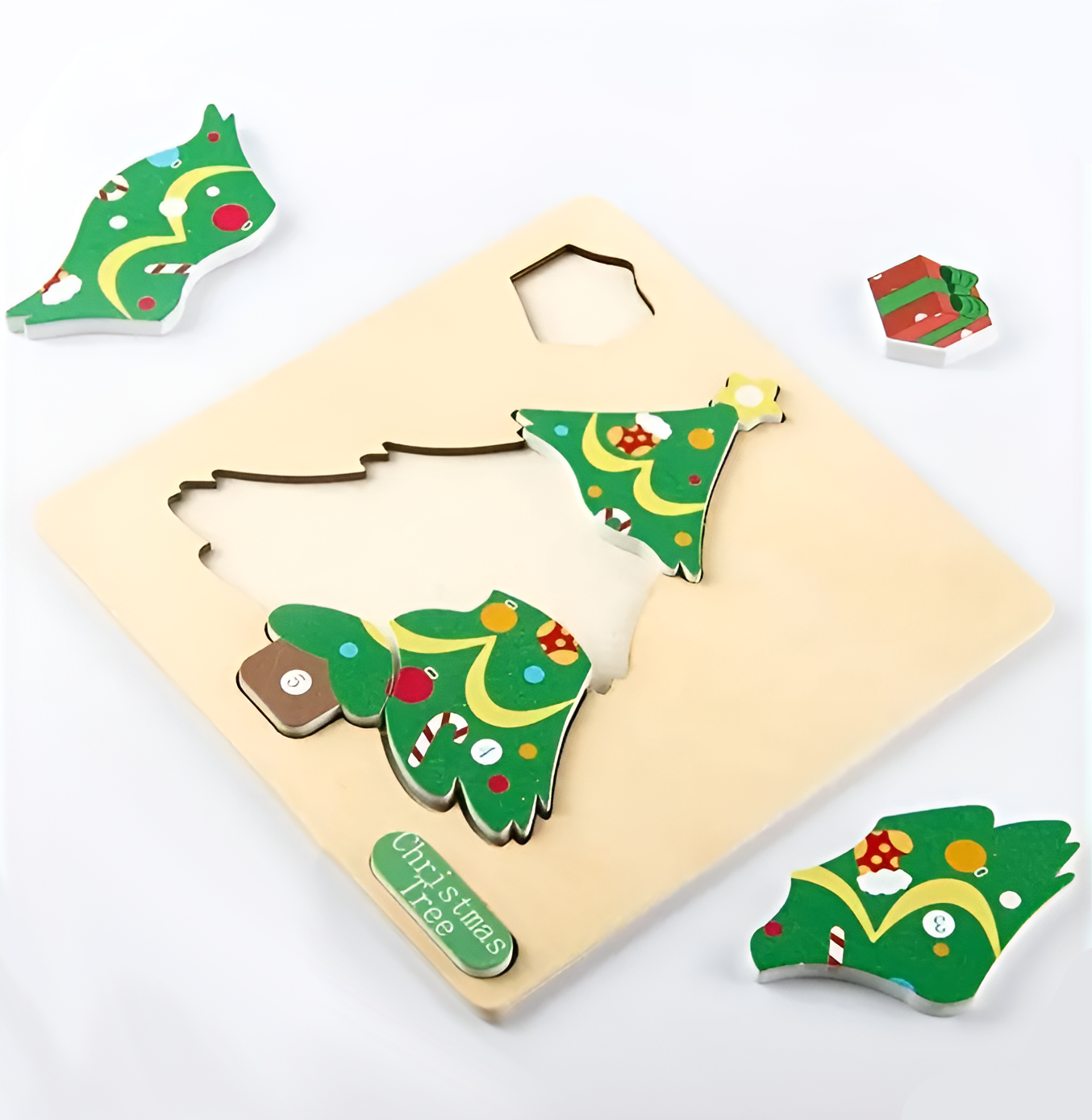 Puzzle di Natale in legno Montessori