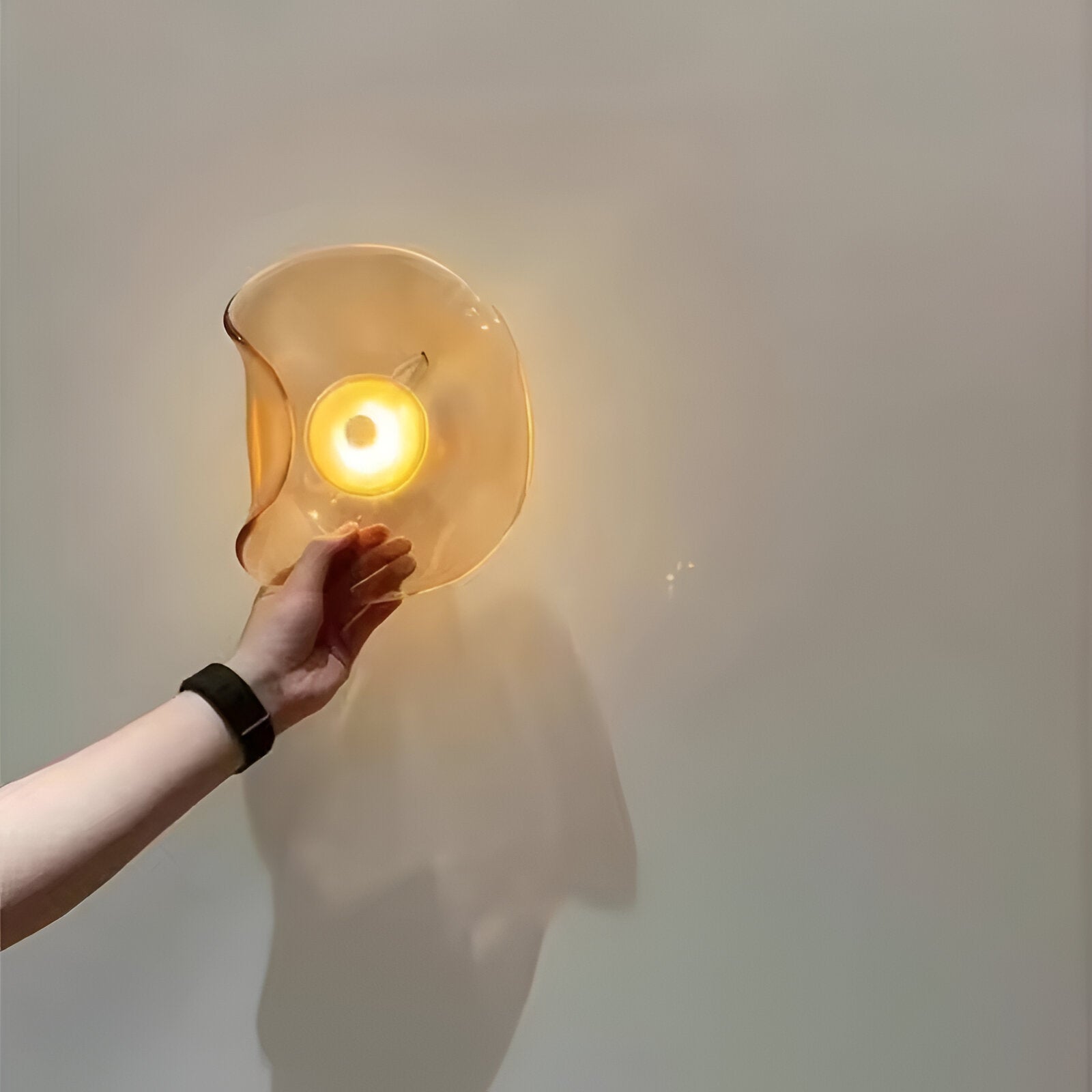 Nordic Curved Glass Japandi LED Wall Sconce 1-Light
