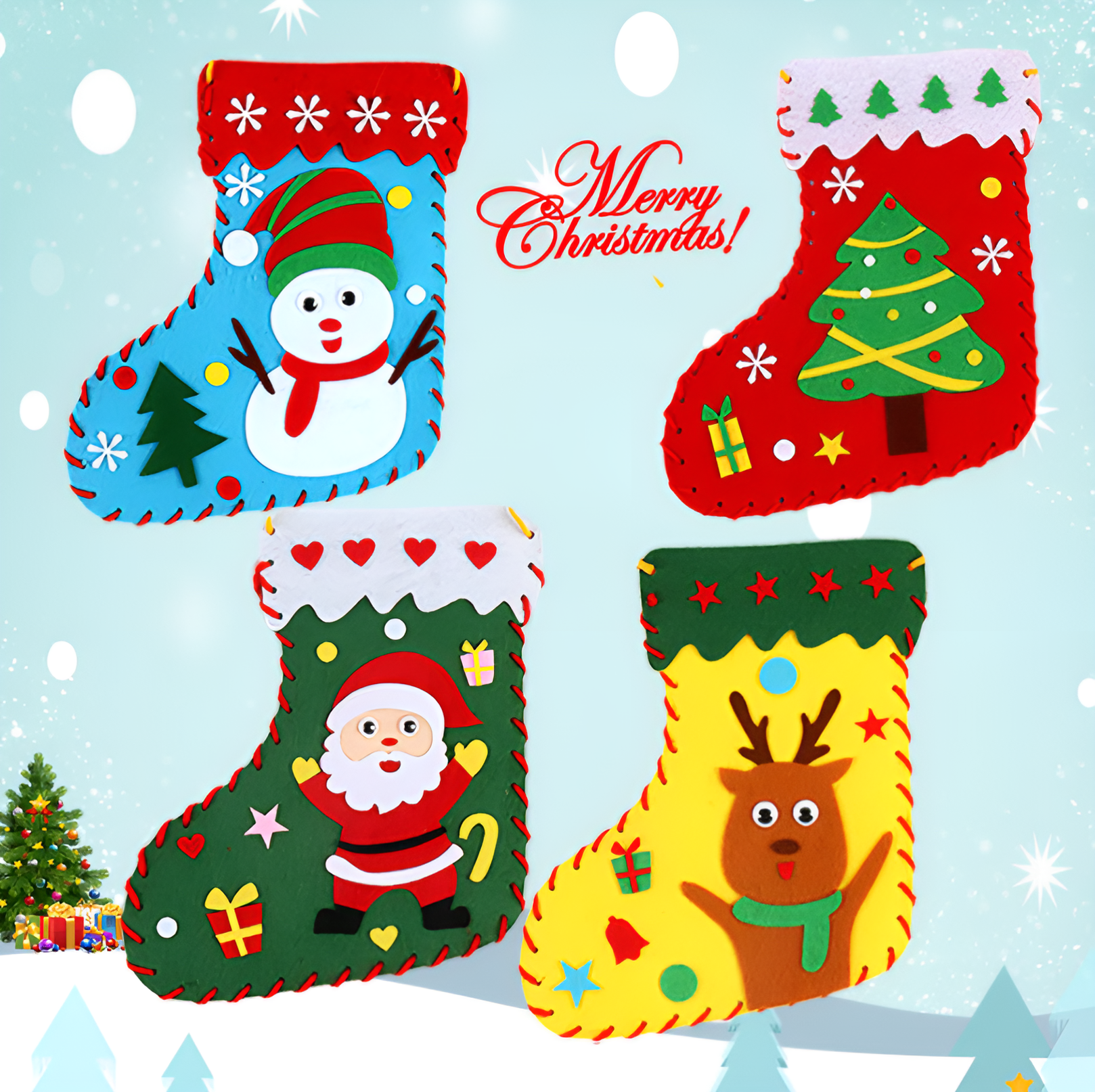 Medias Navideñas DIY (Paquete de 4)