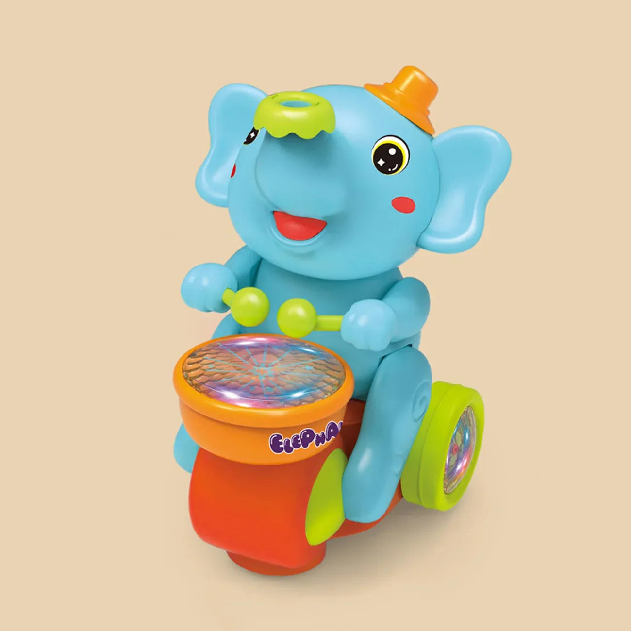 Giocattolo elefante musicale: ballo e tamburo