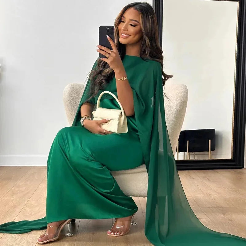 Puili | Women's Refined Cape Maxi Dress for Evening Wear