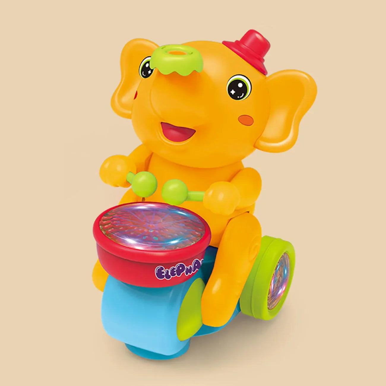 Giocattolo elefante musicale: ballo e tamburo