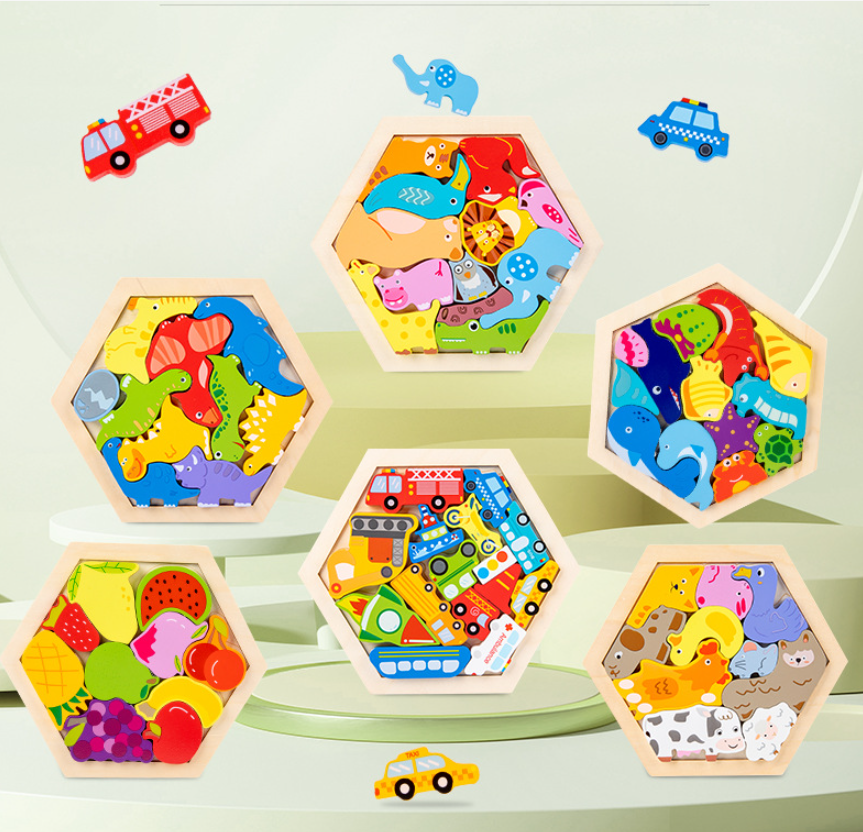 Rompecabezas de madera 3D Montessori
