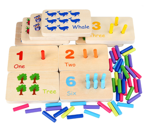 Juego de Tableros de Clavijas para Contar de Madera Montessori