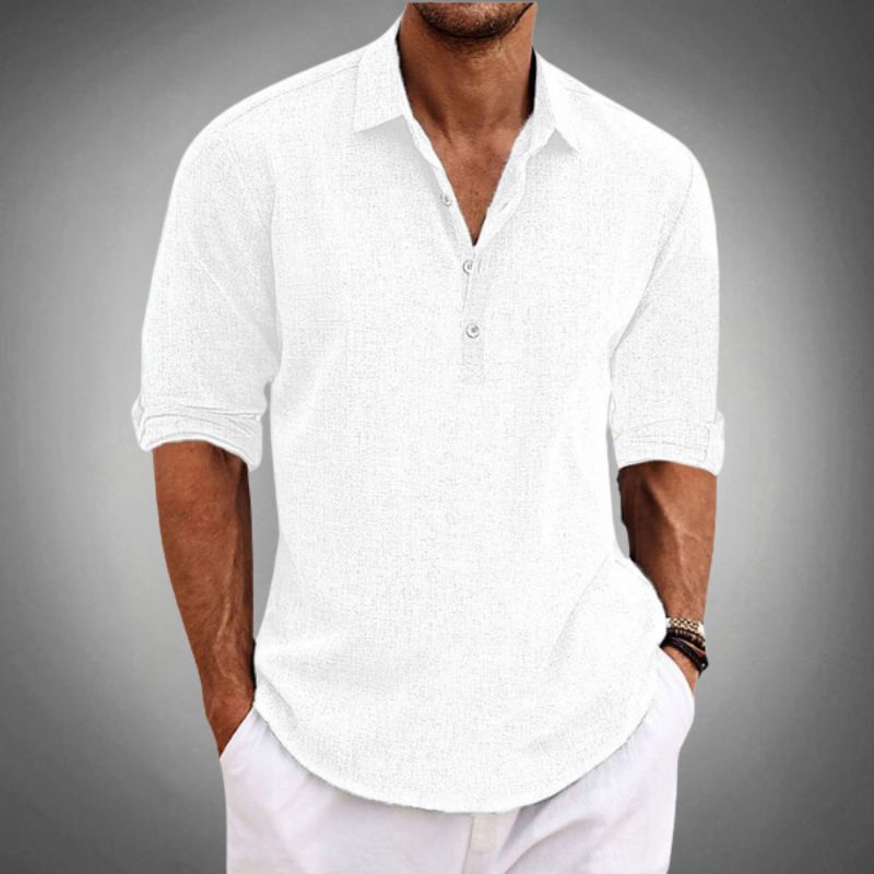 Massimo | Classic Polo in Elegant and Breathable Linen, Short Sleeve