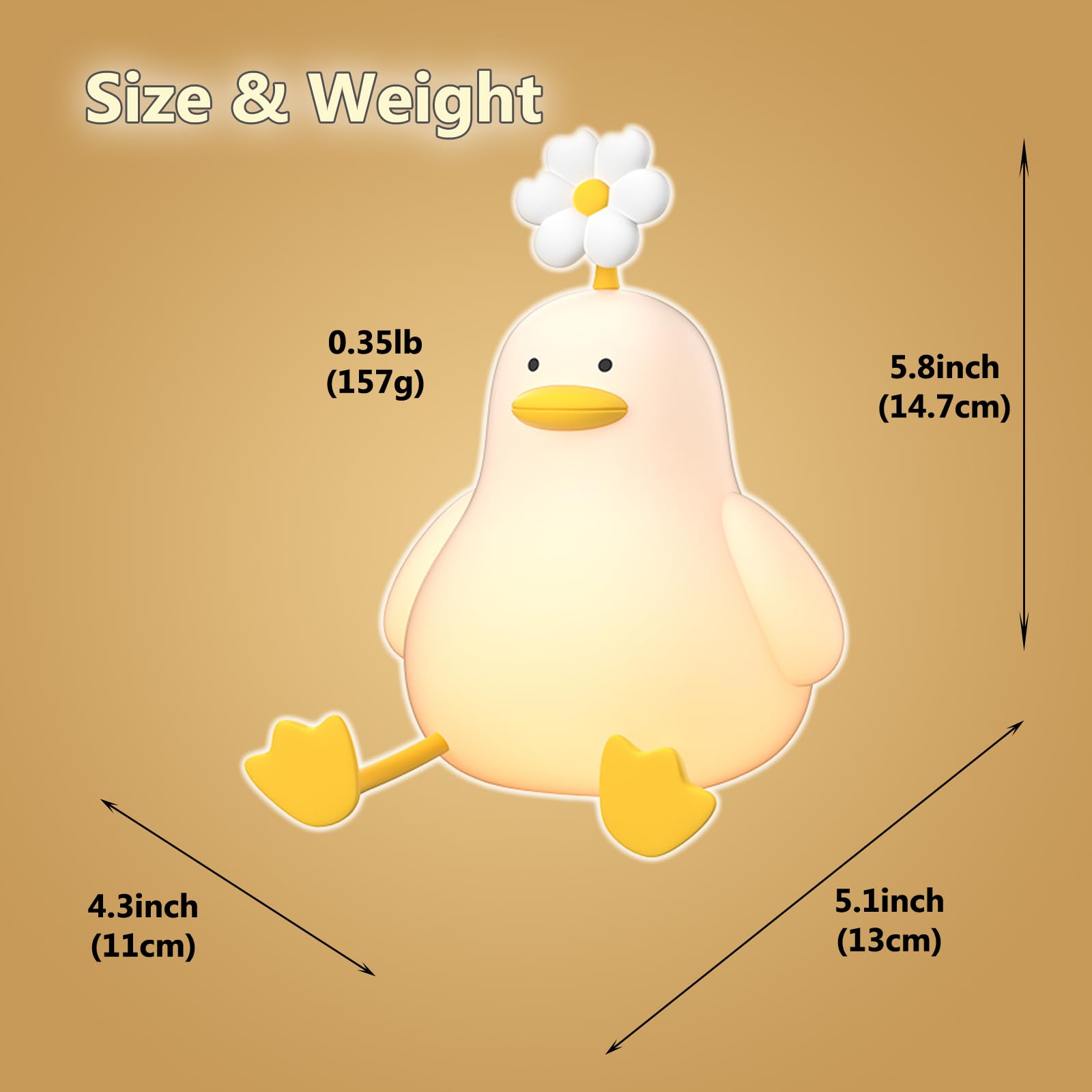 Lampada notturna LED anatra fiore kawaii in silicone morbido - Regalo ricaricabile USB lampada anatra