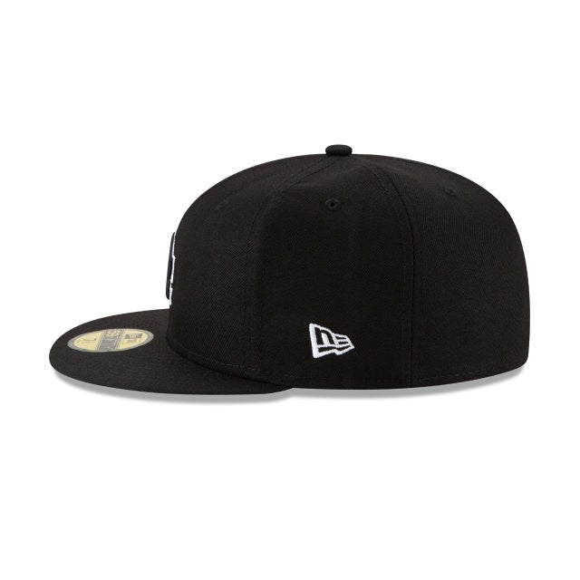 Los Angeles Dodgers Black & White Back-to-Back Champions Patch White Outline 59FIFTY