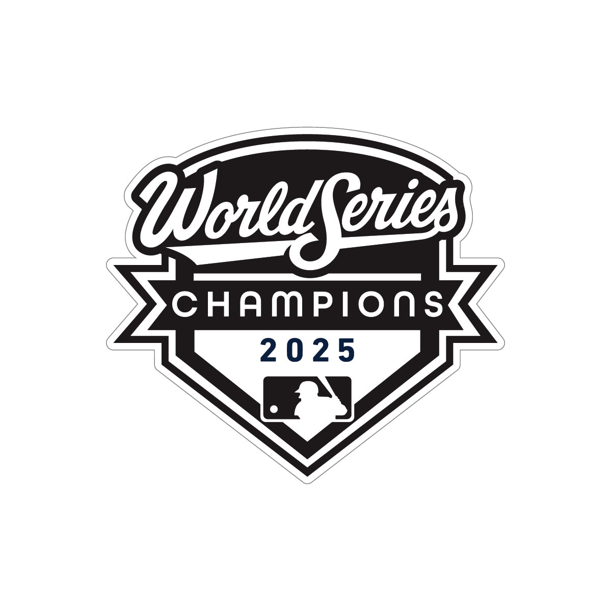 Los Angeles Dodgers Official BW 2025 World Series Champs Emblem White Outline 59FIFTY