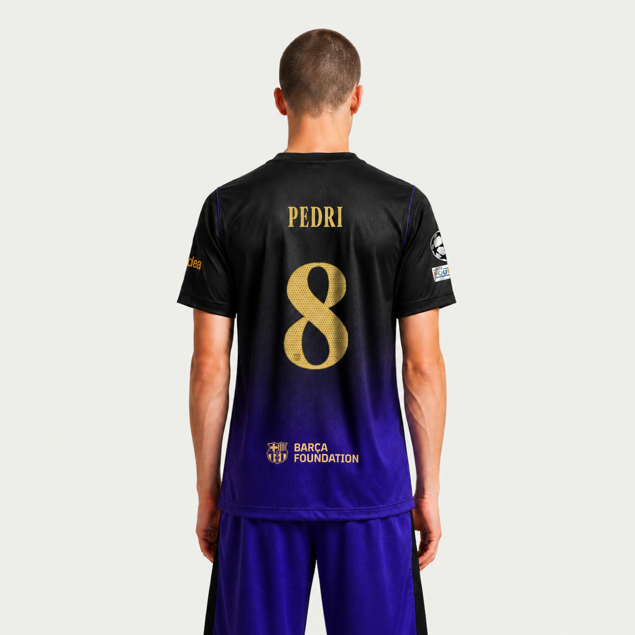 Barcelona 26/27 Away Jersey — Pedri 8 — Champions Patch