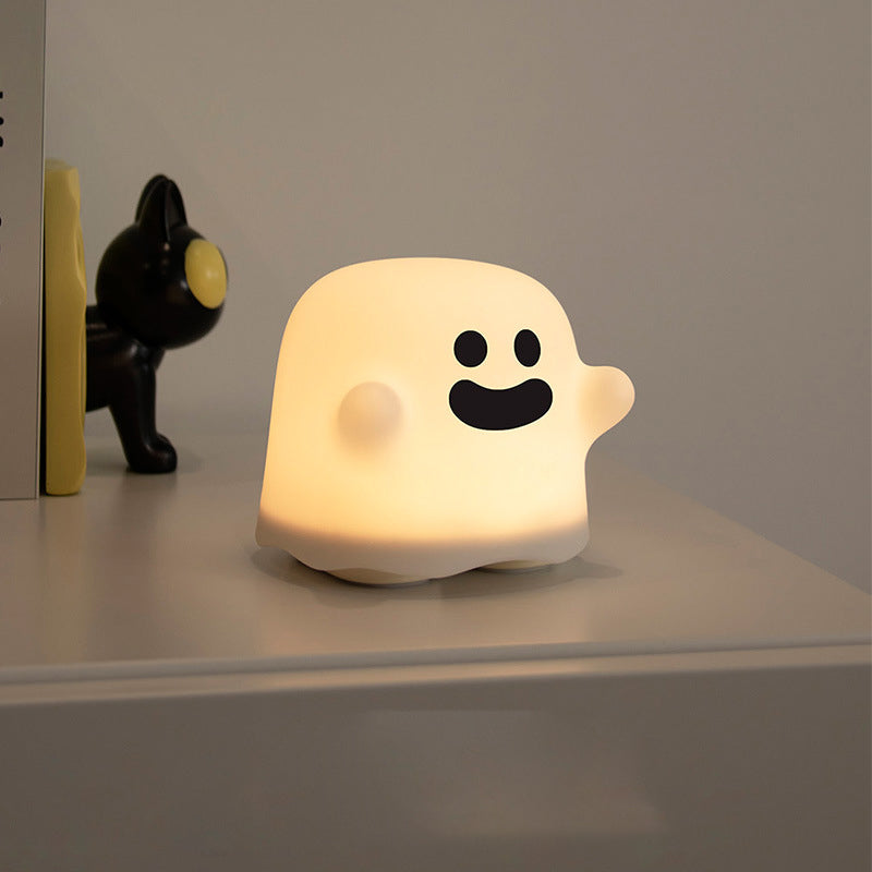 Lámpara nocturna LED de fantasma de Halloween de silicona suave con toque