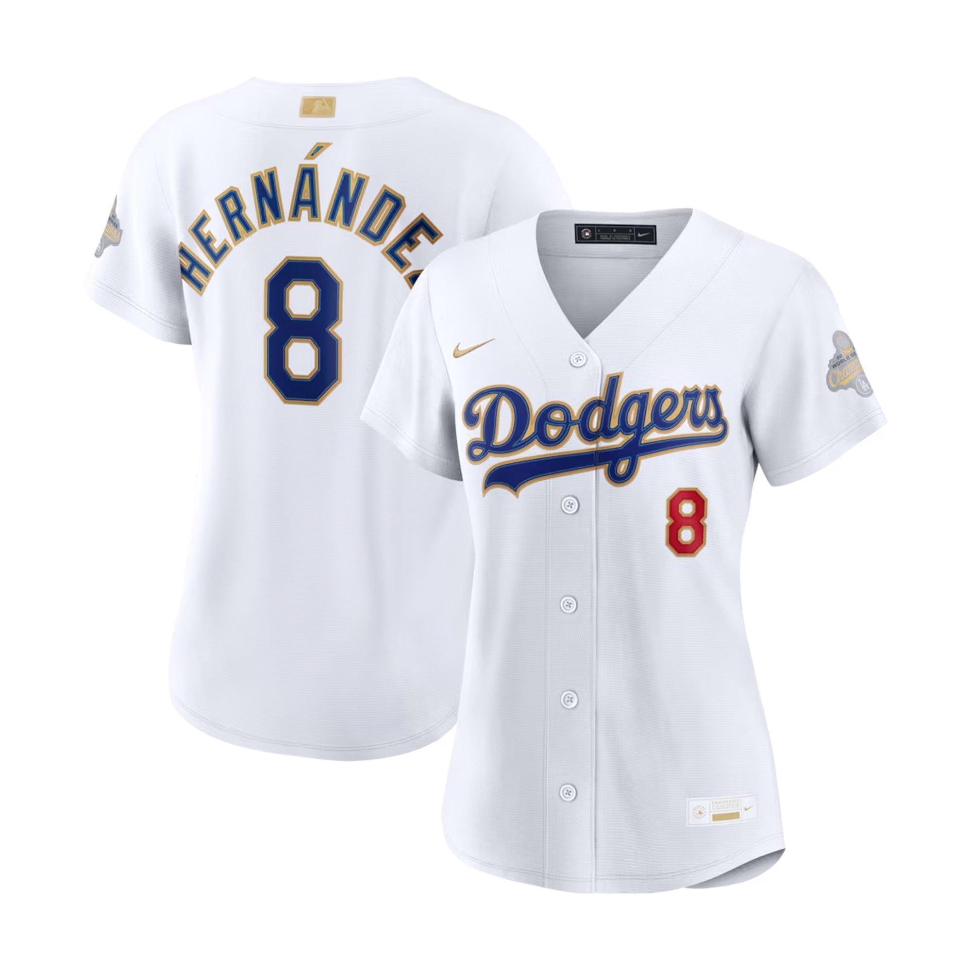 Women's Los Angeles Dodgers Enrique Hernández 2026 Gold Collection White Stadium Jersey